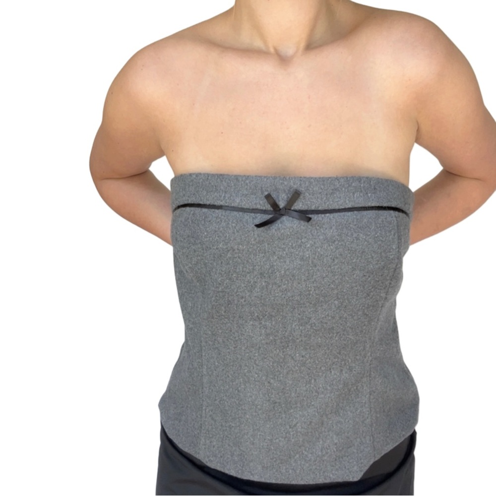 NWT zara grey fleece strapless bow top
